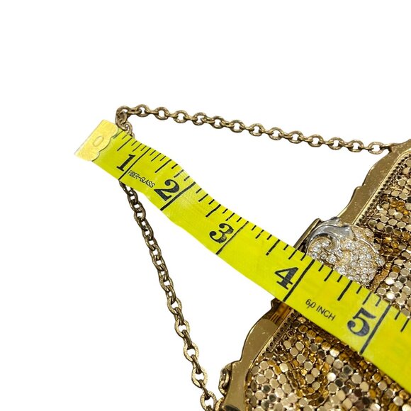 Vintage Whiting & Davis Gold Mesh Evening Bag With Rhinestone Clasp And Chain Ha - Picture 5 of 10